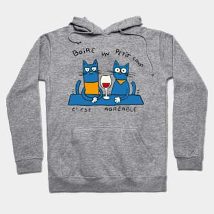 Boire un petit coup c'est agréable - Cats drinking wine Hoodie